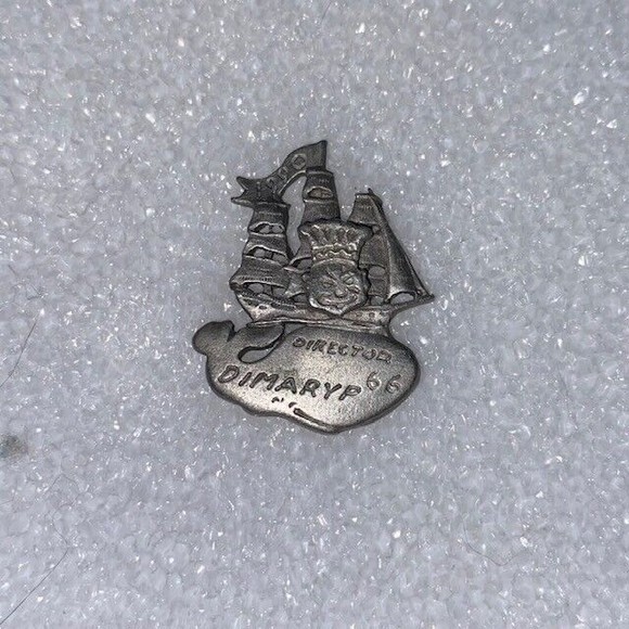 Royal Order of Jesters ROJ Vintage 1990 Pewter Ship Whale Billiken Pin - Picture 1 of 2